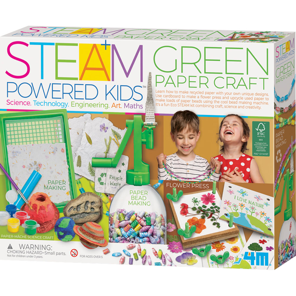 4M Stream Powered Kids Green Paper Craft Set Image 1