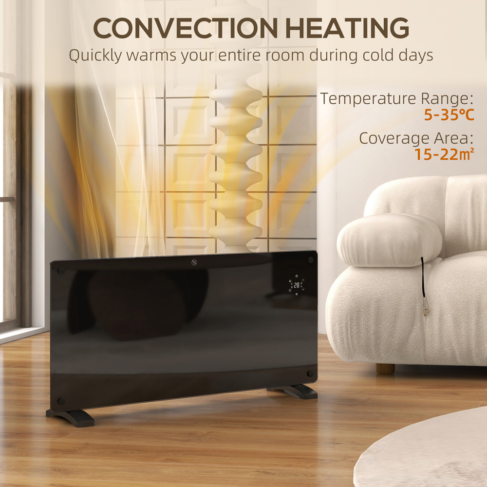 HOMCOM Black Electric Radiator Heater with Wi-Fi Smart App and Remote 2000W Image 8