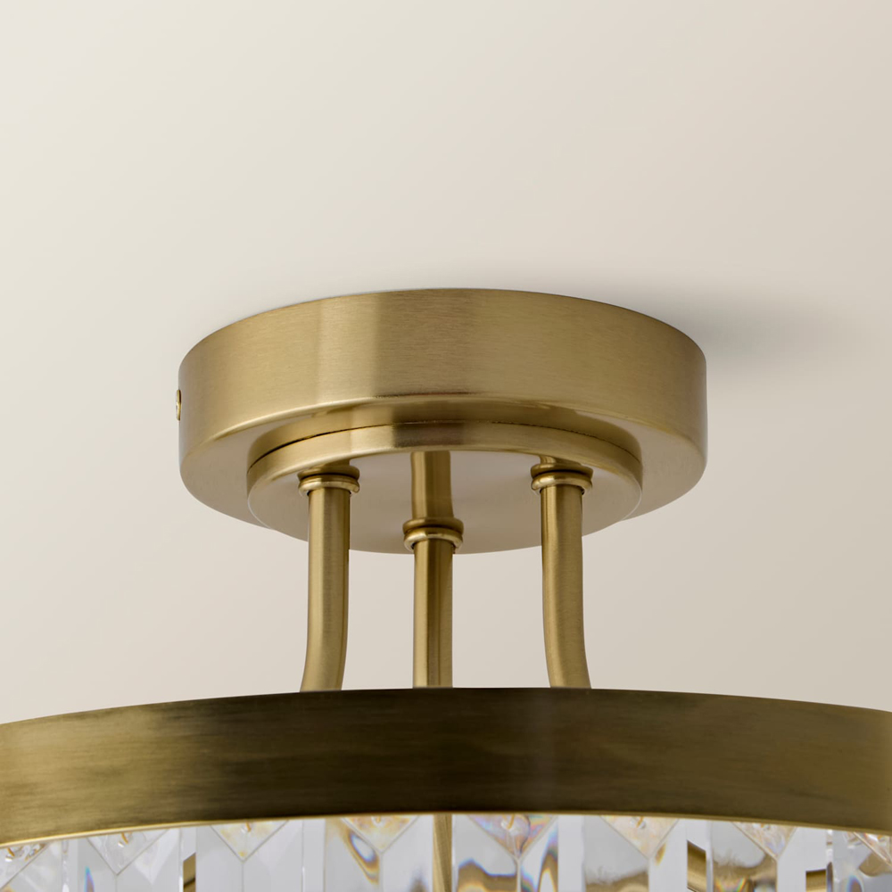 ValueLights Pemberley 2-Tier Brushed Gold Acrylic Jewel Chandelier Ceiling Light with Bulb Image 3