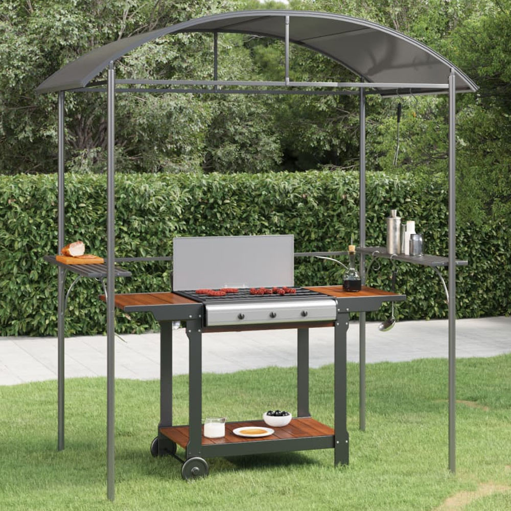 vidaXL 1 x 2m Anthracite BBQ Gazebo with Side Shelves Image 1