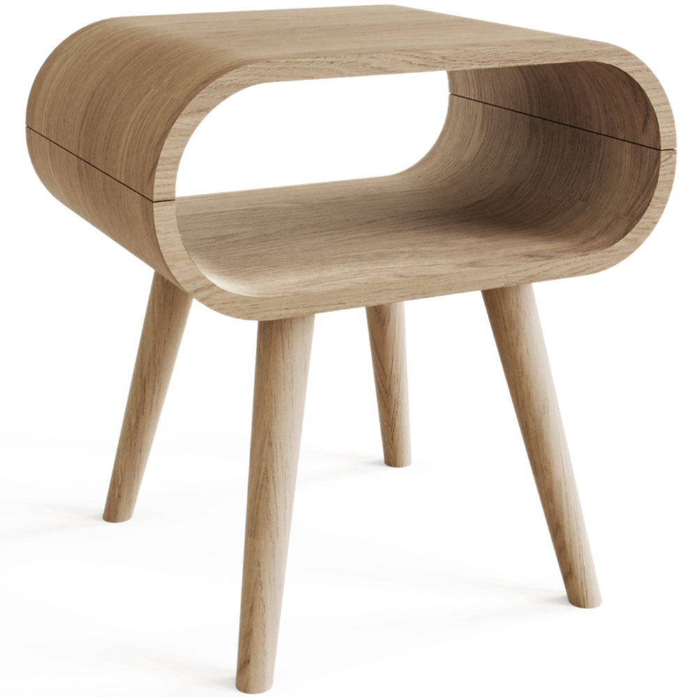 GFW Vionna Single Shelf Natural Oak Curved Side Table Image 2