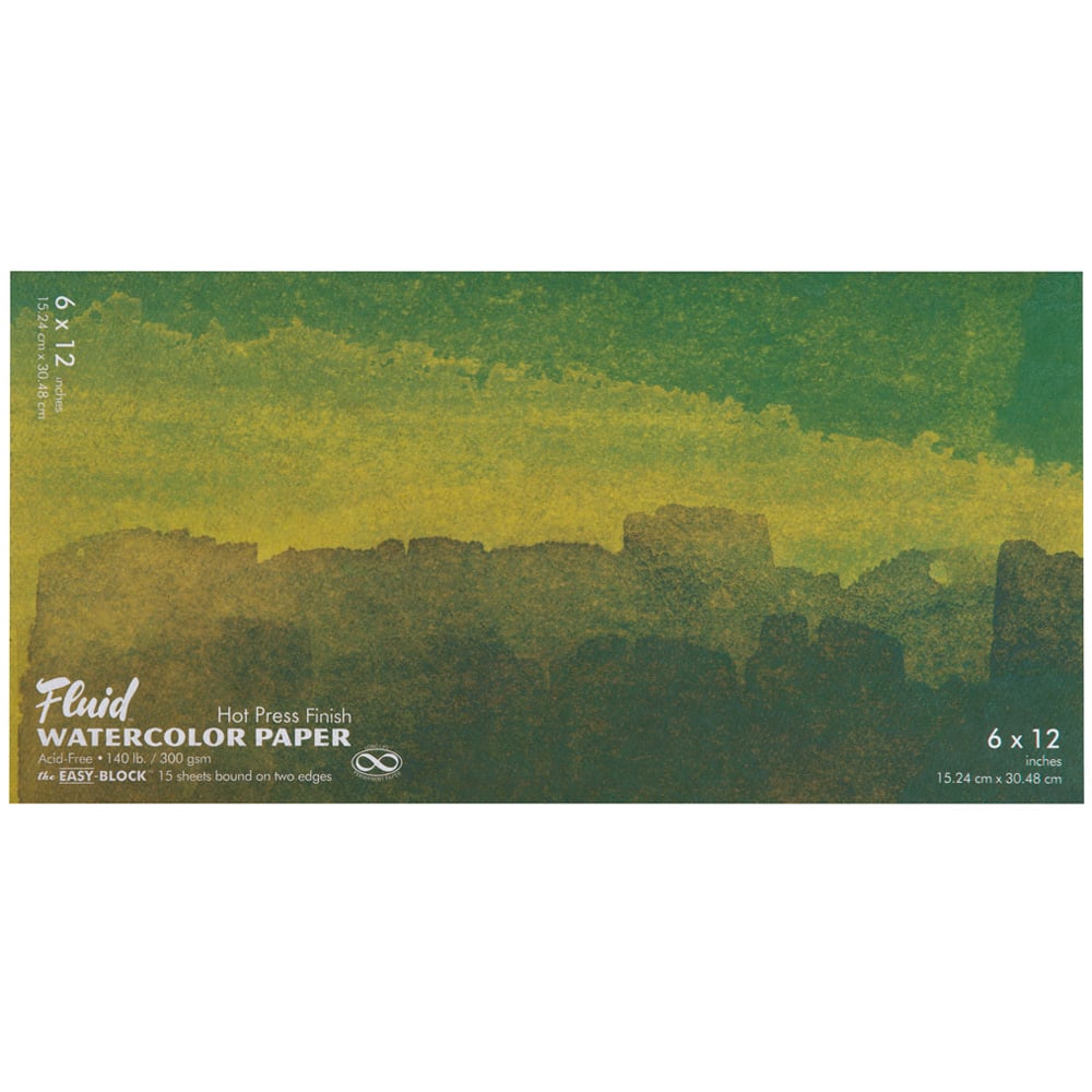 Speedball Fluid White Hot Press Watercolour Paper Block 6 x 12inch Image