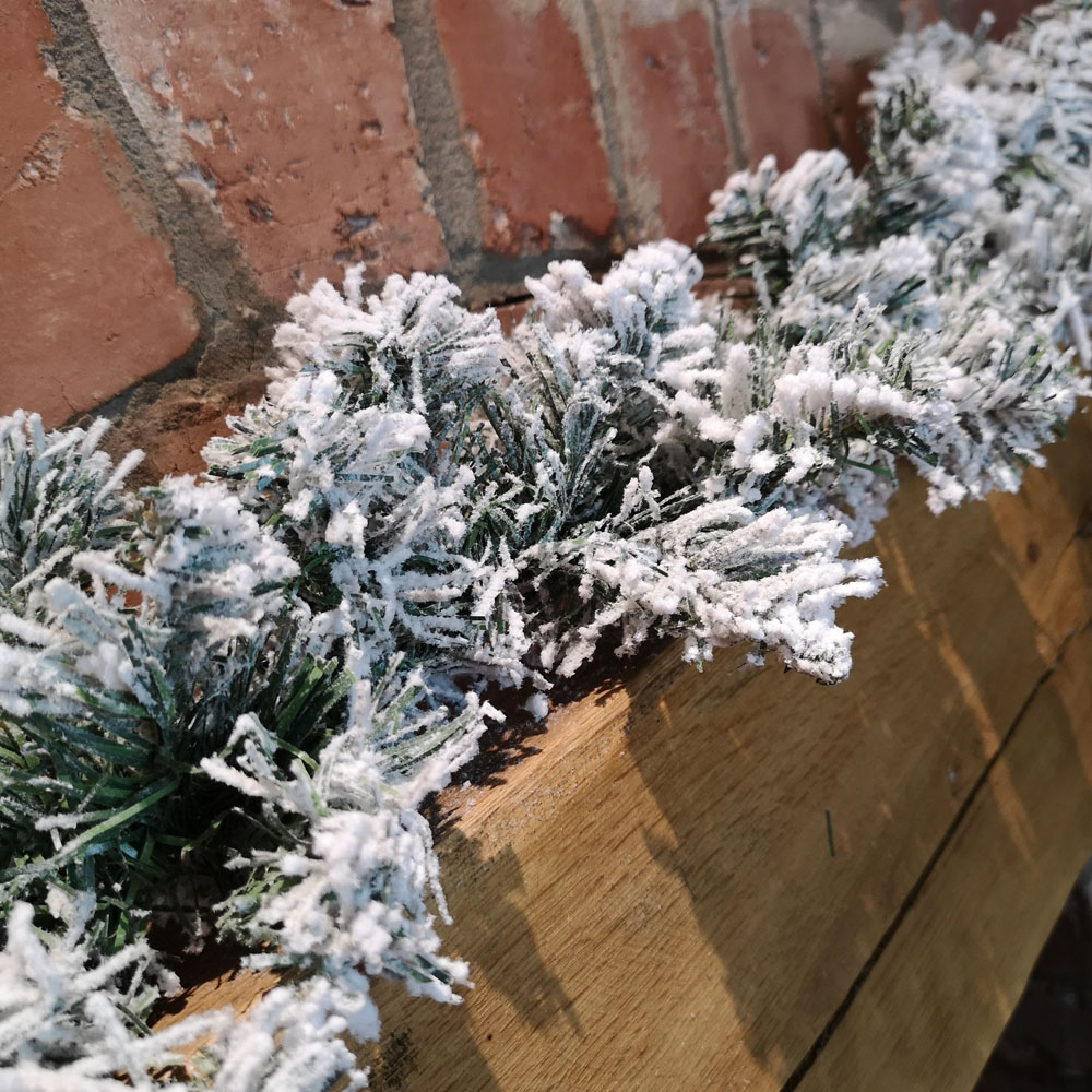 Samuel Alexander Luxury Green Snow Flocked Christmas Garland 270cm Image 4