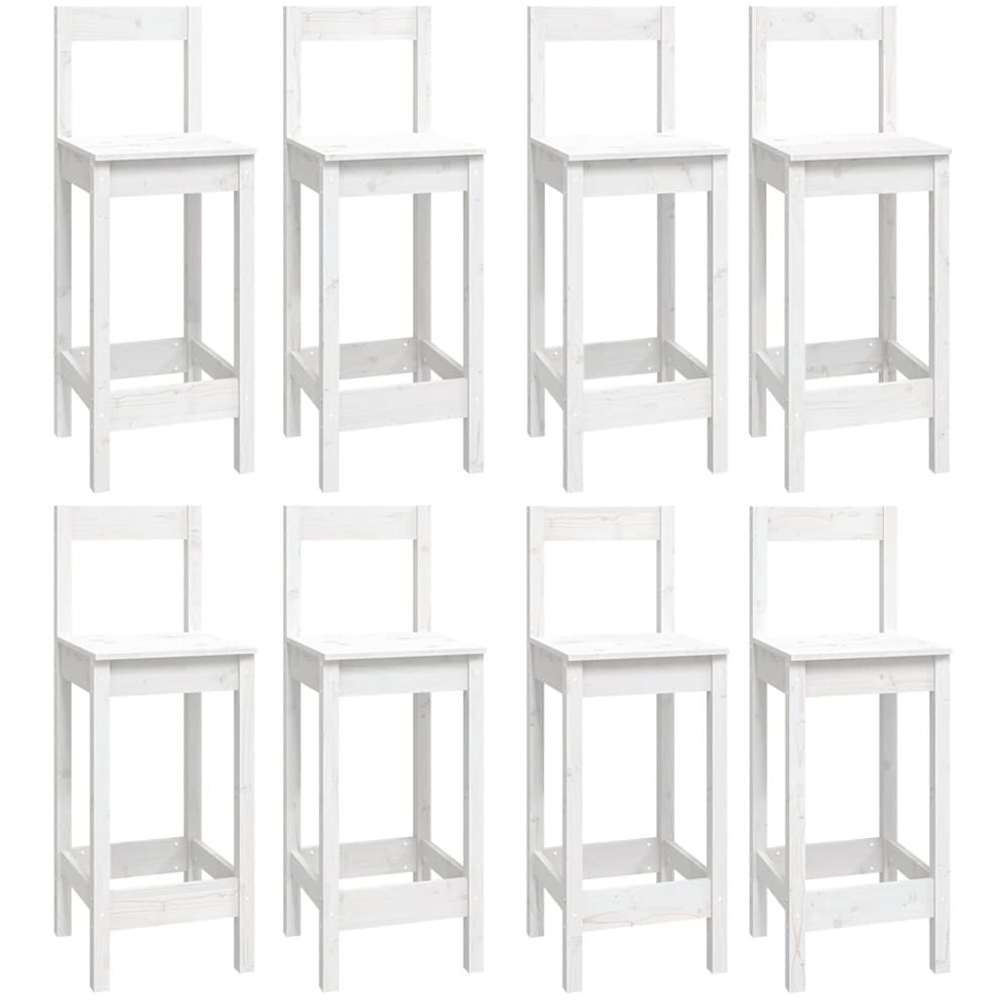vidaXL 8 Seater White Solid Pine Wood Bar Table Set Image 3