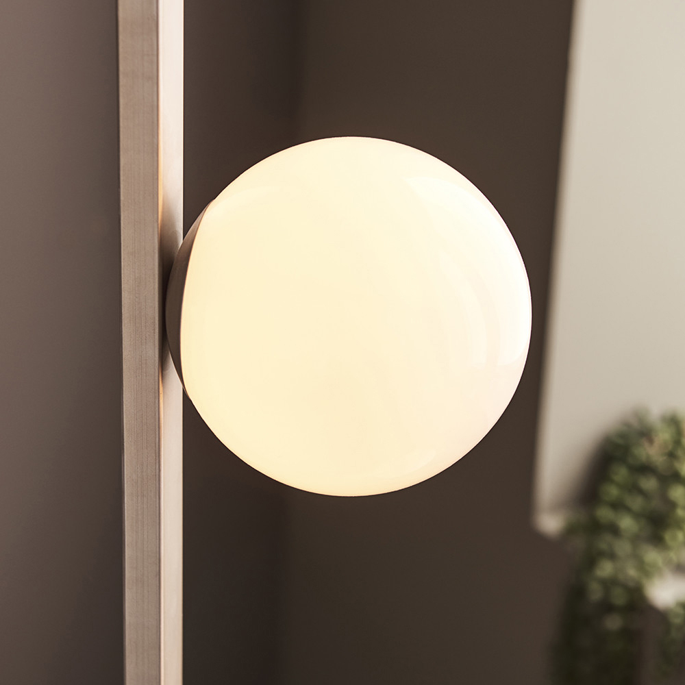 Merano Ravello Gloss Opal Glass Shade Brushed Silver 3 Light Floor Lamp Image 4