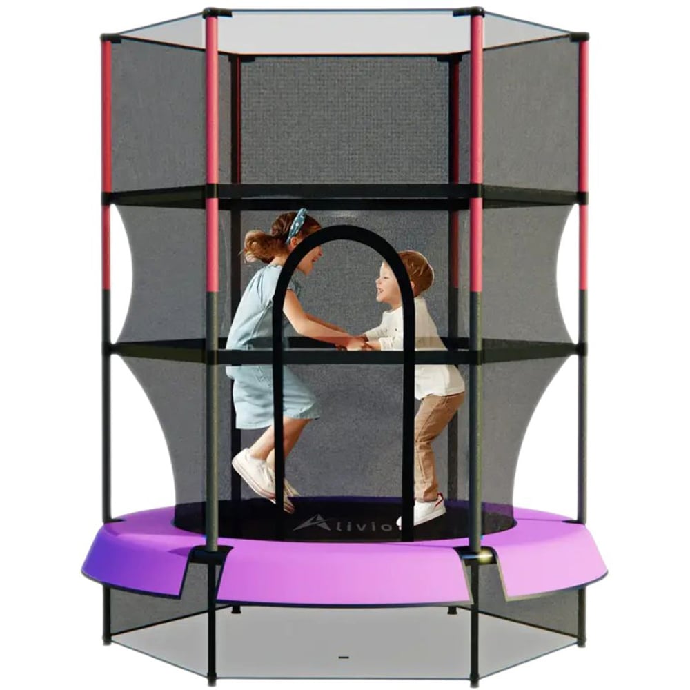 Alivio Kids Red Trampoline with Safety Enclosure Net Image 3