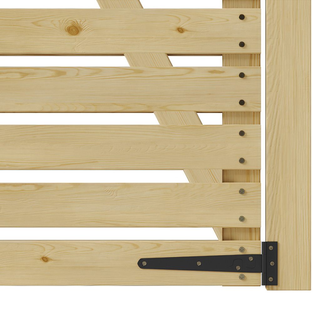 Living and Home Wooden Garden Slat Reinforced Gate with Door Latch 70.8 x 35.4 inch Image 3