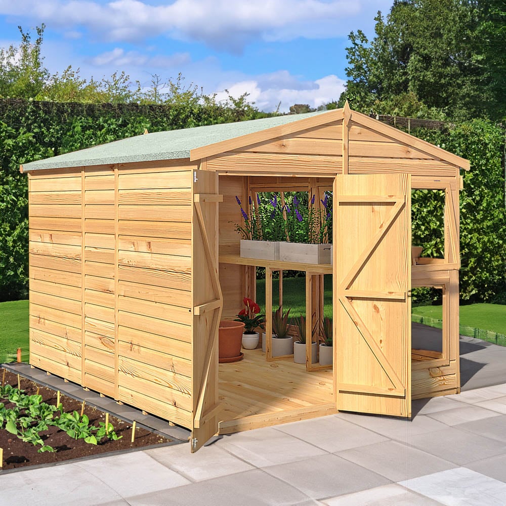 Shire GB Sun Hut 8 x 10ft Garden Shed with Bench Image 2