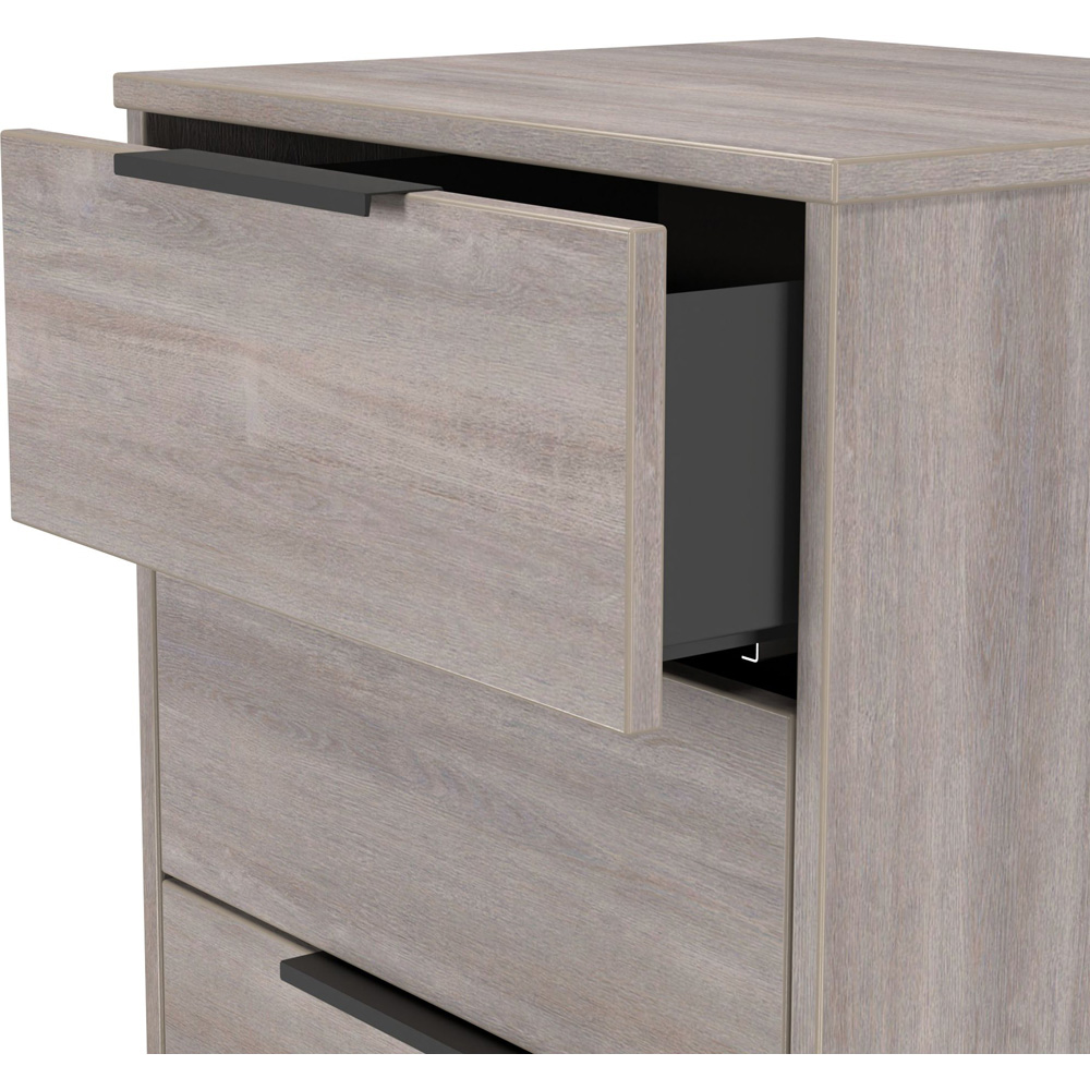 Crowndale Hong Kong 5 Drawer Grey Oak Tall Bedside Cabinet Ready Assembled Image 6