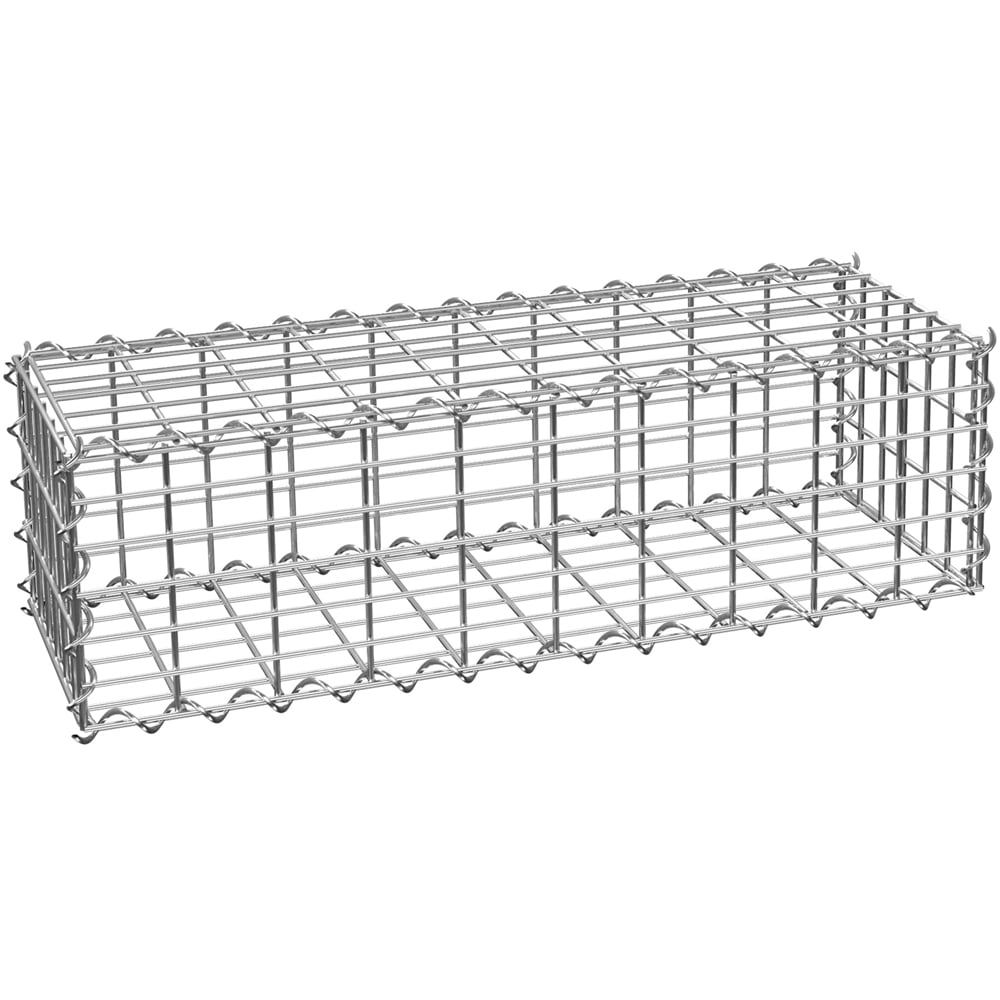 tectake Galvanised Steel Gabion Wall Basket 100 x 30 x 30cm Image 1