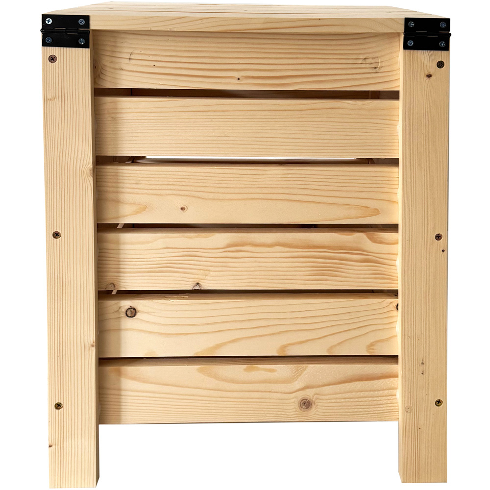 Core Products Natural Pre-Sanded Solid Pine Slatted Narrow Storage Box with Lid Image 6