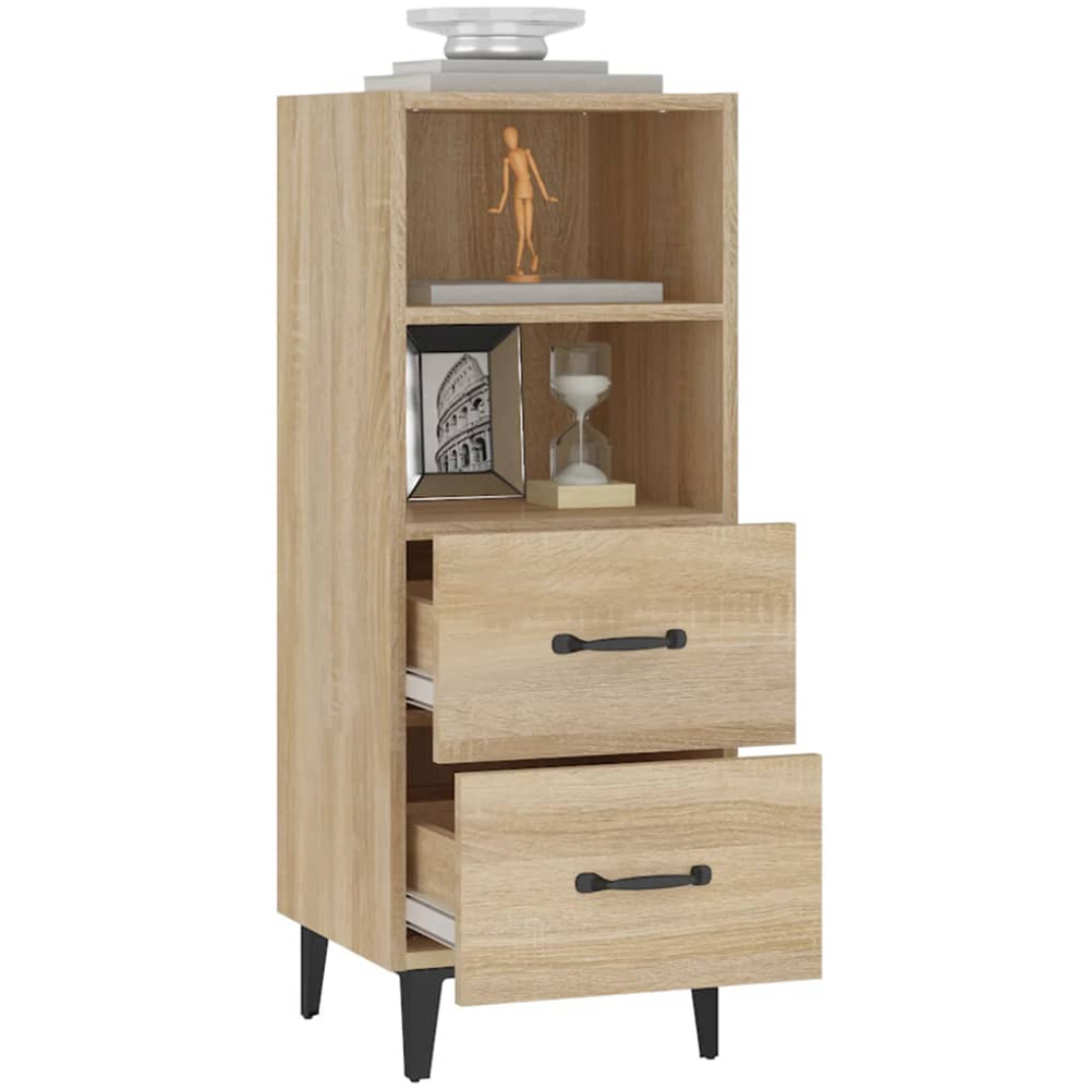 vidaXL 2 Drawer 2 Shelf Sonoma Oak Narrow Sideboard Image 5