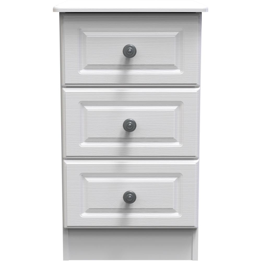 Crowndale Pembroke 3 Drawer Matt White Bedside Cabinet Ready Assembled Image 2