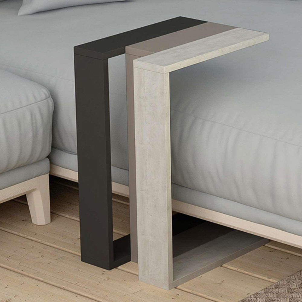 Decortie Muju Anthracite Mocha Grey and Ancient White Modern C Shape Side Table Image 1