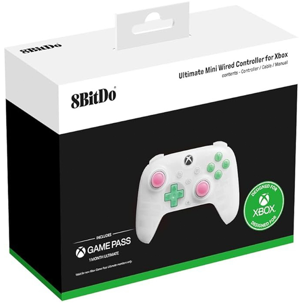 8BitDo Clear White Ultimate Mini Wired Xbox Controller Image 2