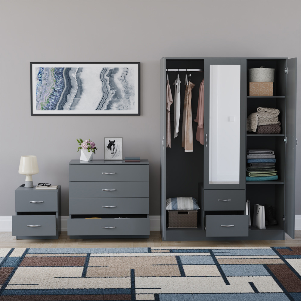 VIDA DESIGNS Riano Grey 3 Piece Bedroom Furniture Set Image 3