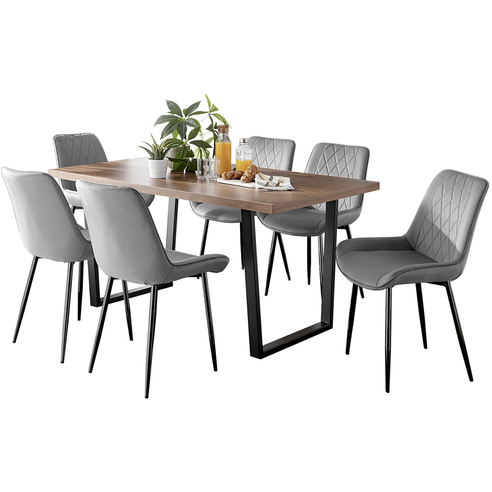 Furniturebox Solo Cesano 6 Seater Grey Dining Table and Chair Set Wilko
