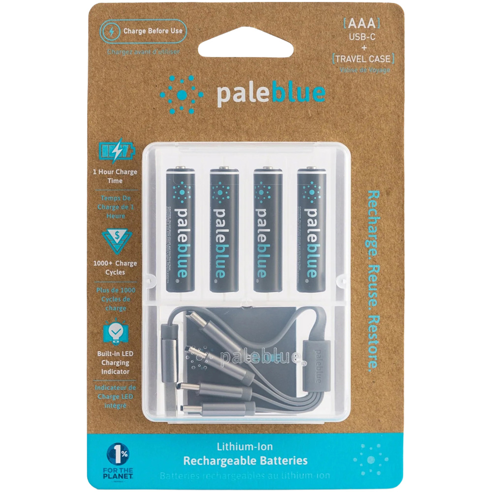 Paleblue AAA 4 Pack Lithium-Ion Rechargeable Batteries Image 1