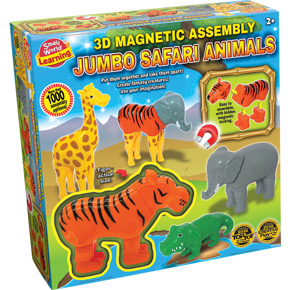 Small World Toys Make Your Own 3D Jumbo Safari Animals Magnetic Assembly Kit Image 1