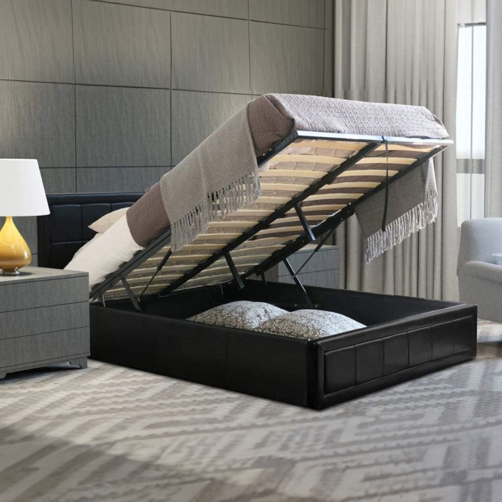 Home Treats King Size Black Leather Ottoman Storage Bed Image 5