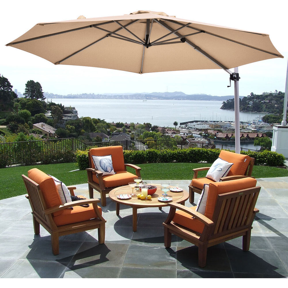 Costway Beige Crank and Tilt Cantilever Parasol 3.3m Image 4