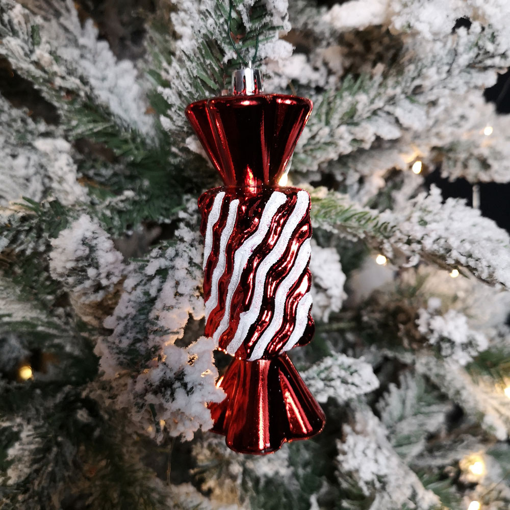 Samuel Alexander Red and White Candy Stripe Hanging Christmas Decoration 15cm 5 Pack Image 5