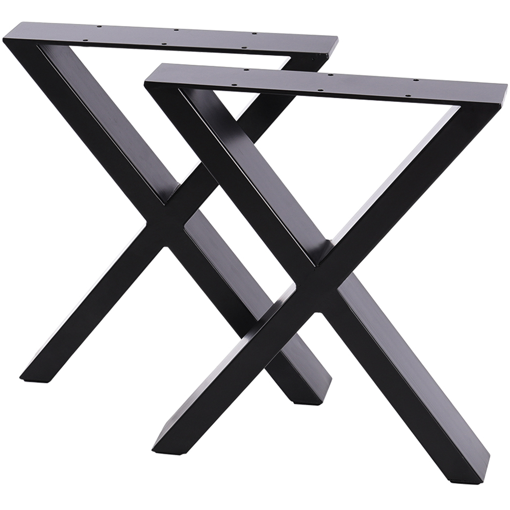 Living and Home 2 Pack Black Industrial X Shape Metal Furniture Leg 35 x 40cm Image 1
