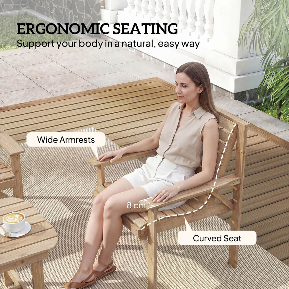 Outsunny 4 Seater Natural Wood Garden Lounge Set Image 6