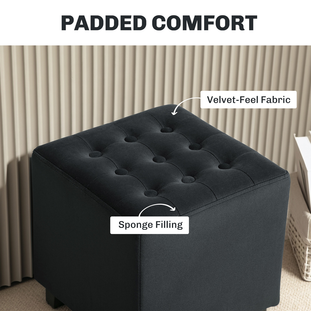 HOMCOM Charcoal Grey Square Small Ottoman Footstool Image 5