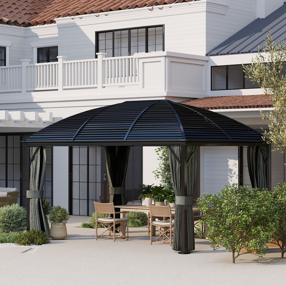 Outsunny 3 x 4m Dark Grey Aluminium Hard Top Gazebo Image 4