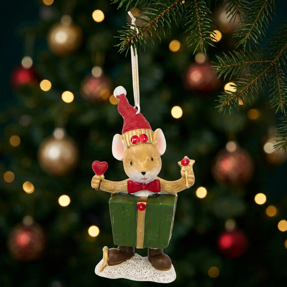 Festive Present Mouse Hanging Decoration Image 2