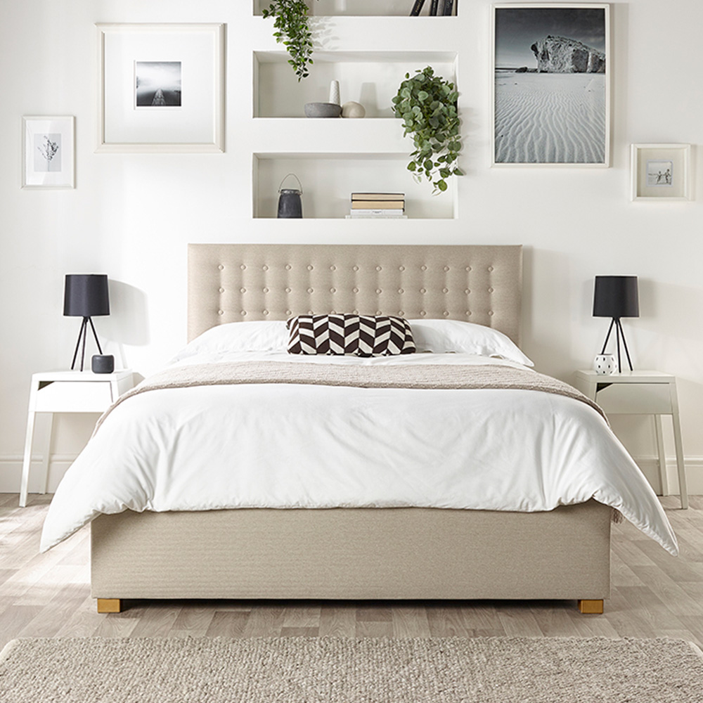 Catherine Lansfield Opulence Super King Size Natural Twill Ottoman Bed Image 1