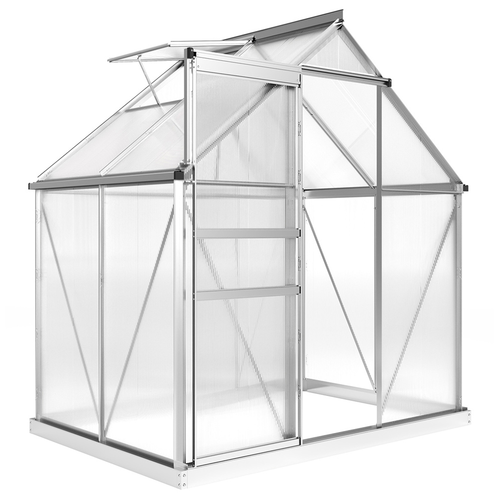 Outsunny 6.31 x 4.29ft Polycarbonate Walk In Garden Greenhouse Kit with Sliding Door Image 1