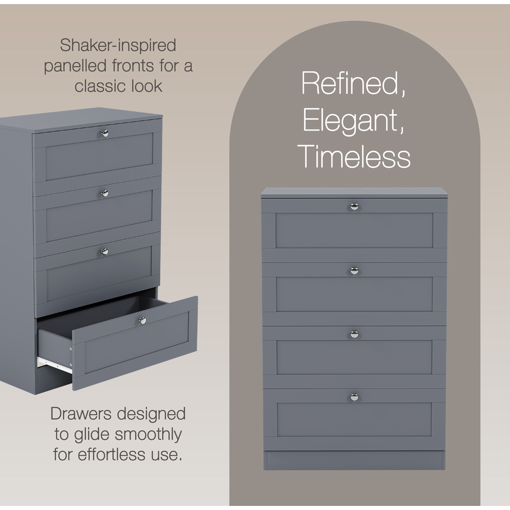VIDA DESIGNS Altino 4 Drawer Grey Shaker-Style Chest of Drawers Image 8