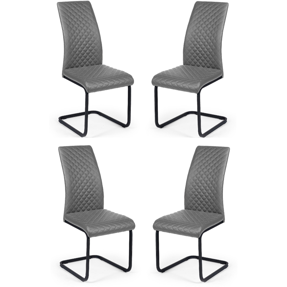 Julian Bowen Xavier Set of 4 Grey Faux Leather Upholstered Cantilever Dining Chairs Image 2