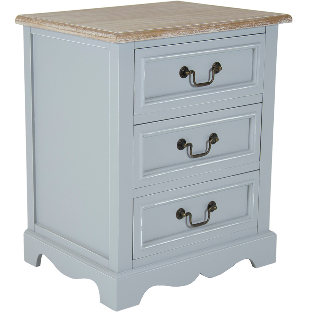 Charles Bentley Loxley 3 Drawer Grey Bedside Table Image 2