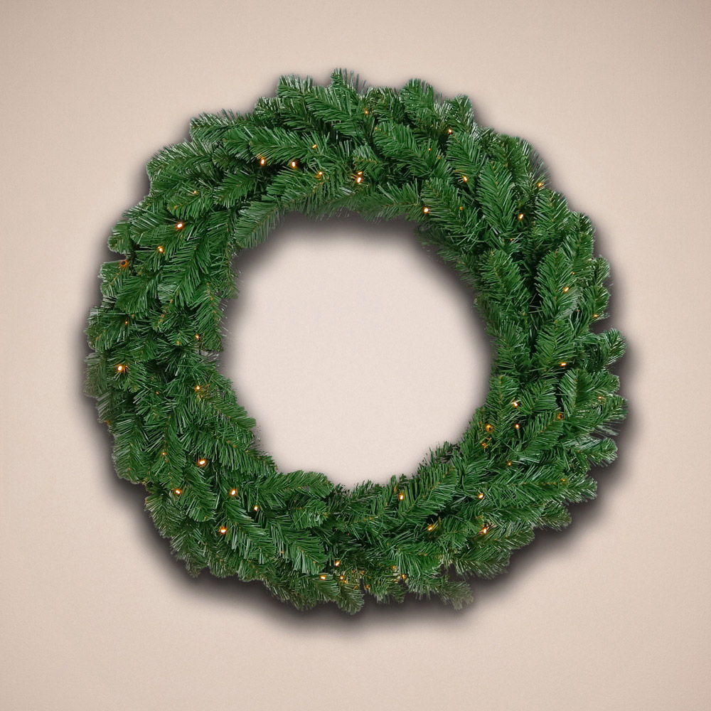 The Christmas Centre 100 Warm White LED Pre-Lit Wreath 90cm Image 2