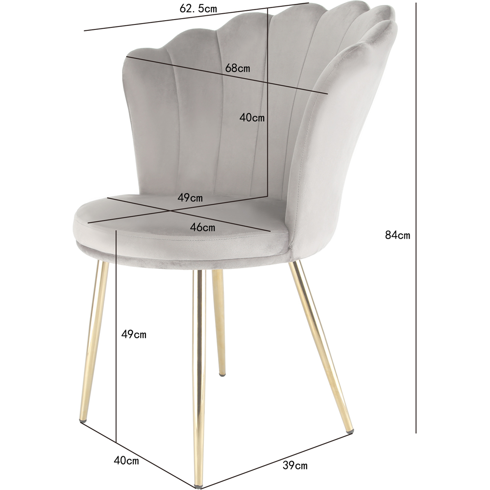 Mini Flora Set of 2 Grey Velvet Dining Chair Image 9