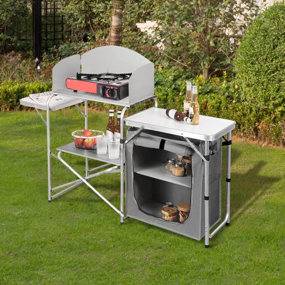 Living and Home Portable Grey Camping Kitchen Stand Image 2