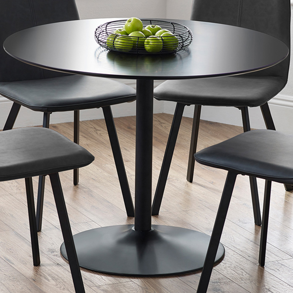 Julian Bowen Nero 4 Seater Round Dining Table Black Image 1