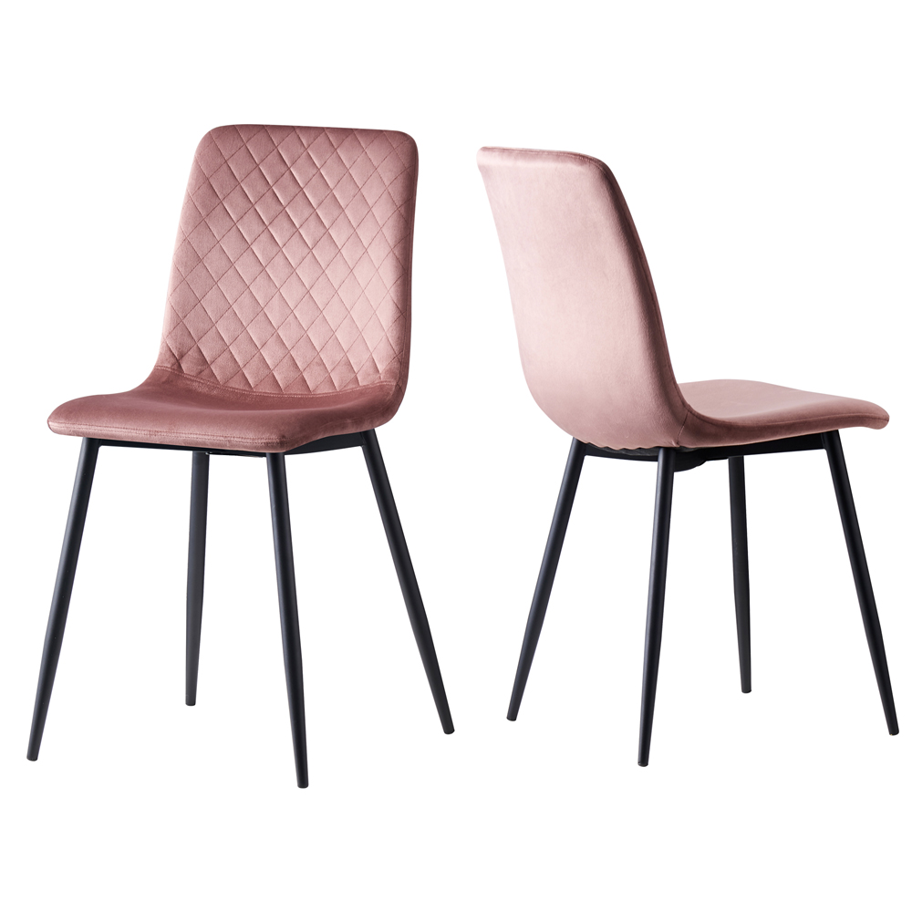 Lexi Set of 2 Pink Velvet Fabric Dining Chairs Image 2
