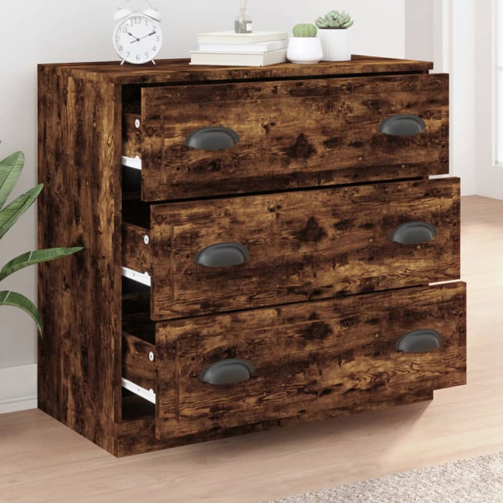 vidaXL 6 Drawer Smoked Oak Sideboard Image 1