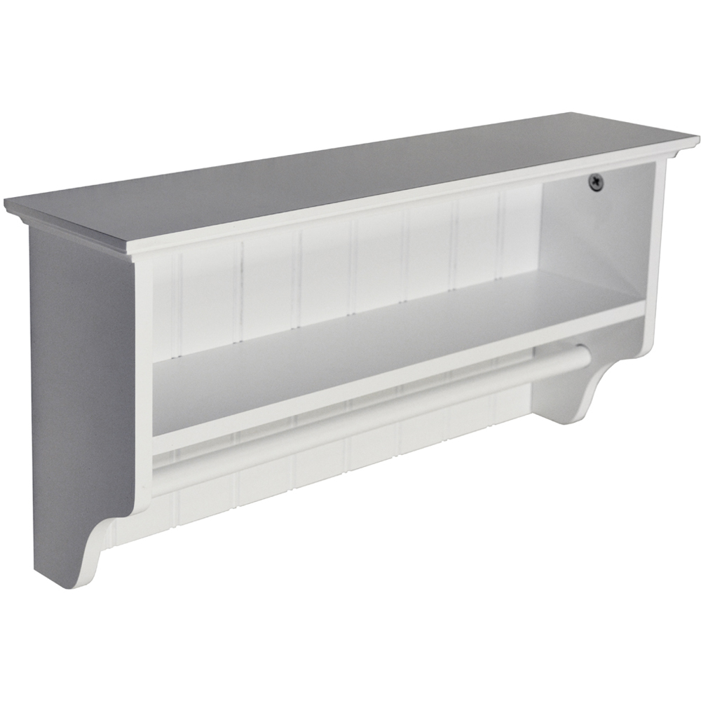 Watsons Colonial Single Shelf White Tongue and Groove Wall Mounted Towel Rack with Rail Image 1