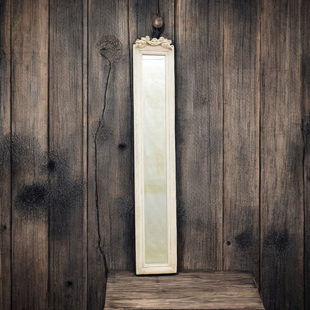 Acacia Home Antique White Elegant Slim Wall Mirror 109 x 13cm Image 2