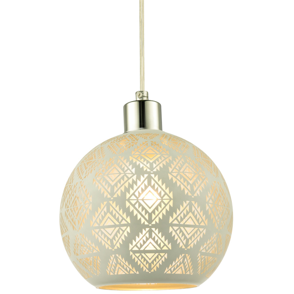 Happy Homewares Matte White Laser Cut Diamond Pendant Lighting Shade Image 3