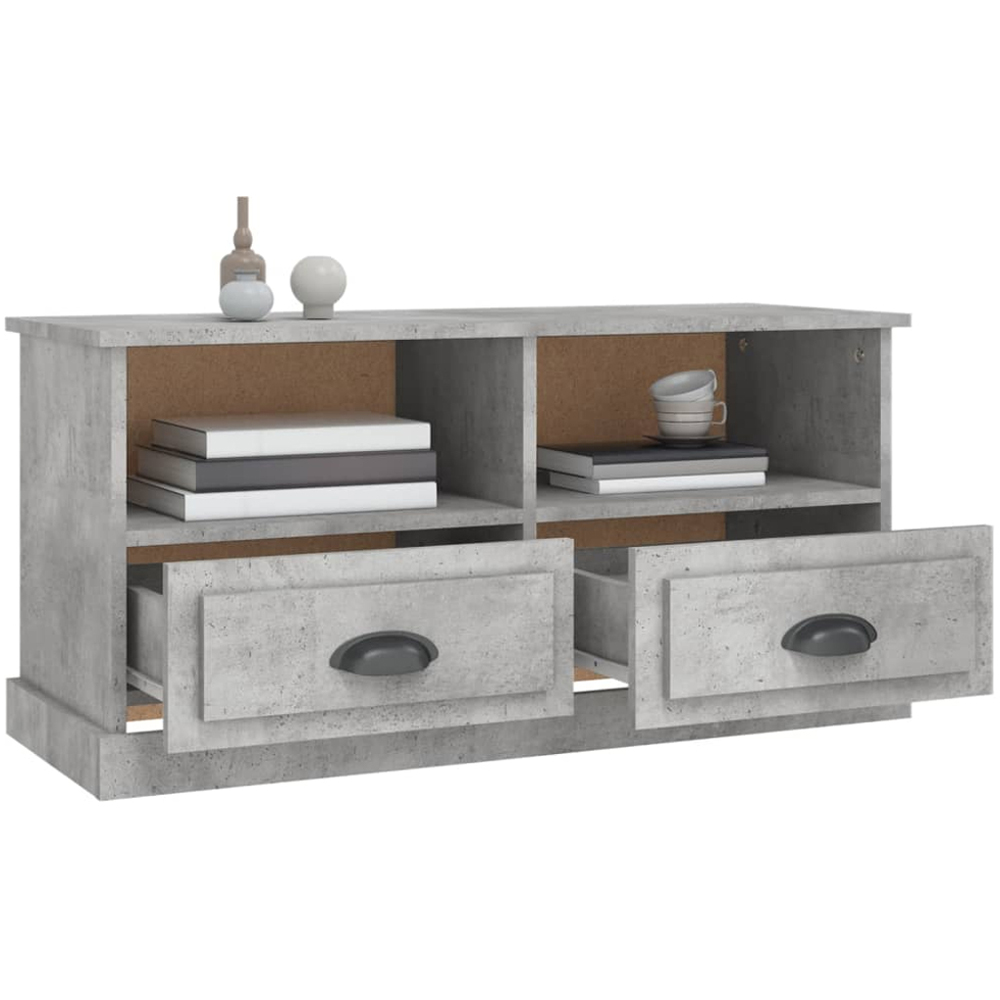 vidaXL 2 Drawer 2 Shelf Concrete Grey TV Cabinet Image 5
