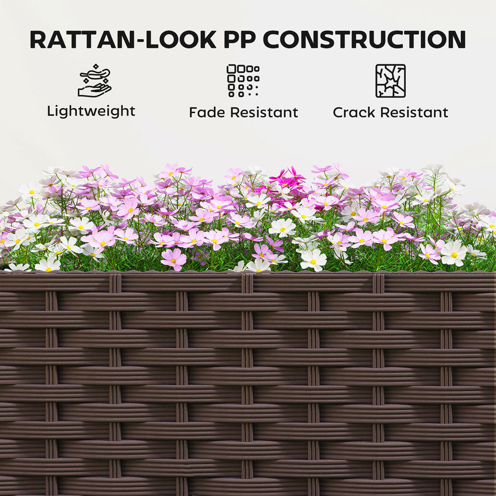 Outsunny Brown Plastic Self Watering Raised Garden Bed with Drainage Holes 37 x 40 x 120cm Image 5