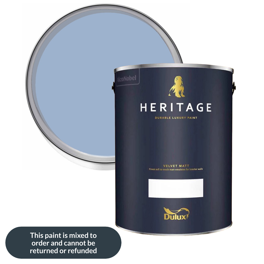 Dulux Heritage Walls and Ceilings Light Cobalt Velvet Matt Emulsion Paint 5L Image 1