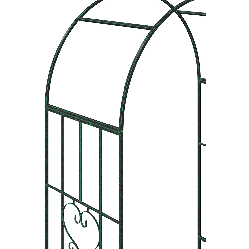 Living and Home Black Garden Metal Arch with Heart Detailing and Curved Top Image 3