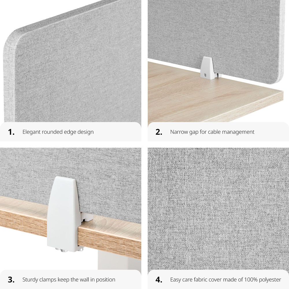 tectake Noisy Grey Plastic Desk Divider 160 x 40cm Image 3